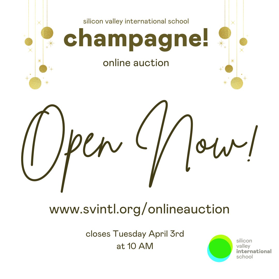 INTL’s Online Auction is now open! The online auction is live from Tuesday March 15th 10 AM through Tuesday Apr 3, 2022 10 PM. 

Place your bid at: svintl.afrogs.org

#svintl #international #siliconvalley #school #bilingual #gala #svintlgala2022 #onlineauction