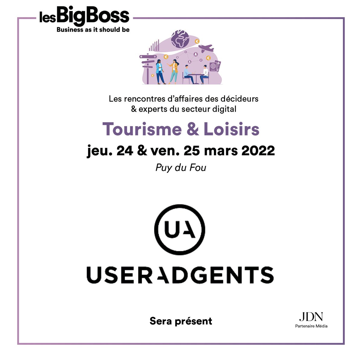 useradgents's tweet photo. [ #EVENT🤝 ]
Après le dîner "Mode, beauté &amp; luxe", nous serons les 24 et 25 Mars prochains au @PuyduFou - représentés par @ClotildeRavin - pour les rencontres spéciales "#Tourisme &amp; #Loisirs" de @lesBigBossOff 🦅

Prêts à parler de vos projets digitaux ? 👂 https://t.co/saYDaAa1bm