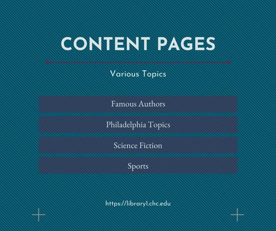 LogueLibrary's tweet image. Logue Library has built several content pages based on relevant topics. These pages include a list of books on each topic and related subtopics.

These content pages are located under the Books, Databases, and Other Online Resources tab.
library1.chc.edu/index.php/book…