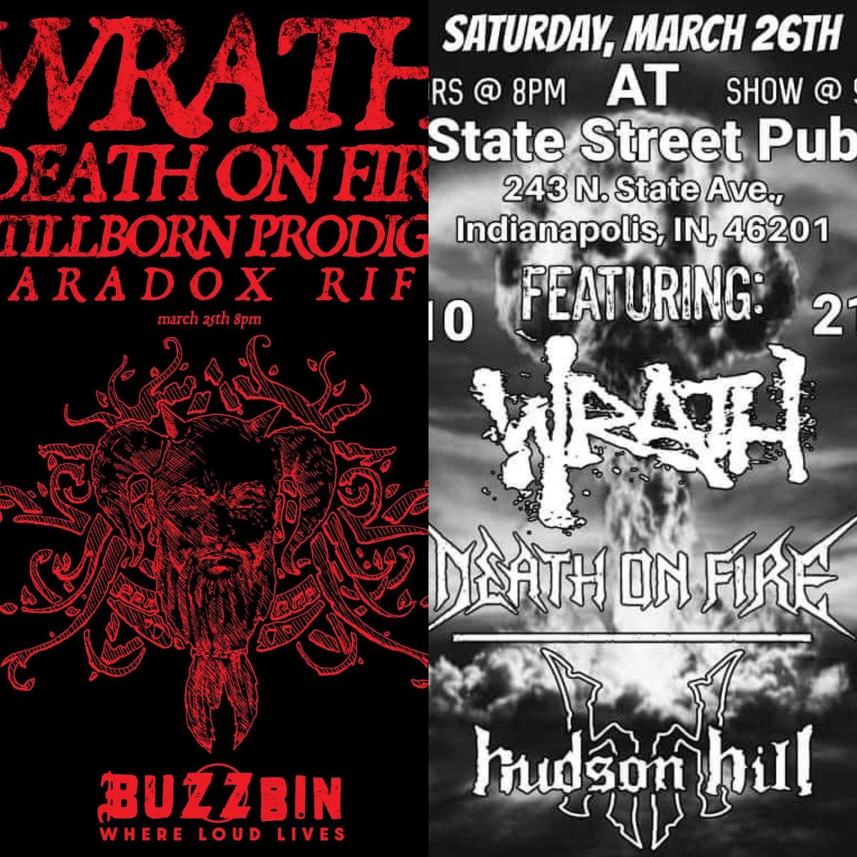WrathChicago's tweet photo. Next two shows we head back out on the road to support Death on Fire as they make their way through their North American tour! Canton, OH and Indianapolis, IN - prepare yourselves! 
3/25/22 - BUZZBIN - Canton, OH
3/26/22 - State Street Pub - Indianapolis, IN https://t.co/PJkeFEbpG7