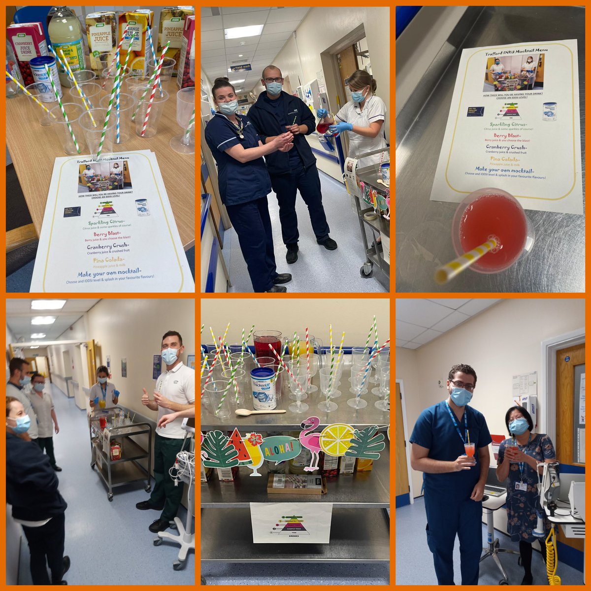 The SLT team @InruTrafford provided the mocktails to the MDT and patients to promote #SwallowAware2022 and #NutritionAndHydrationWeek. They went down well! #mySLTday #MDT #neurorehab