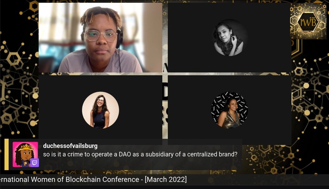 theduchessCDO's tweet photo. #DAO #DAC what the heck...we're sorting though the #futureofhumanity @bwblockchain #IWBevent2022 #web3wander #WomensHerstoryMonth https://t.co/be8m1Q6K0m