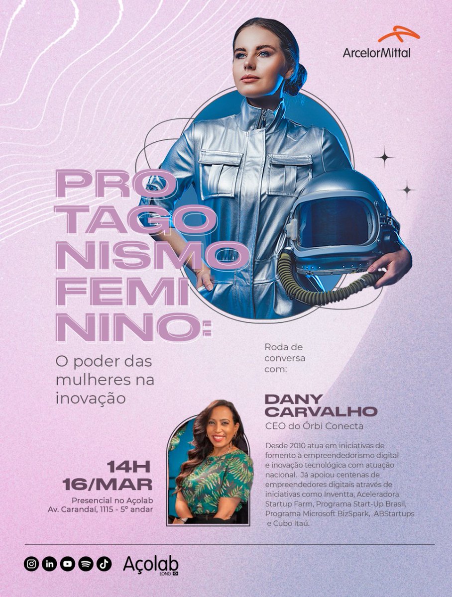orbiconecta's tweet image. Acontece hoje (16), às 14h, uma roda de conversa sobre &quot;Protagonismo Feminino: o poder das mulheres na inovação&quot;. A atividade faz parte de uma ação interna e presencial no #açolab e contará com a participação de @eudanycarvalho, CEO do Órbi.
#mulheres #inovacao #empreendedorismo