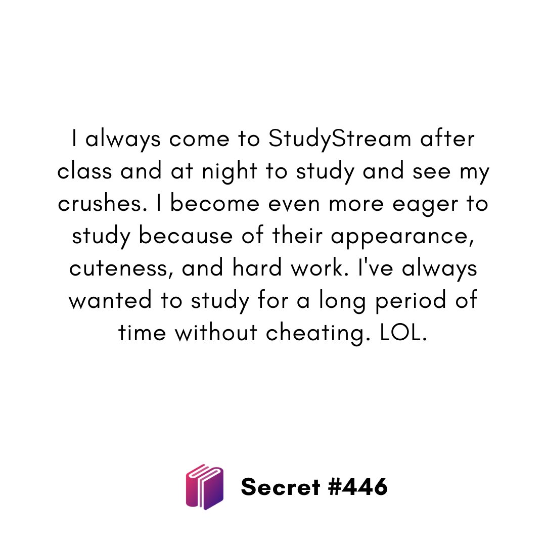 StudyStream_'s tweet photo. Secrets #446
"I always come to StudyStream after class and at night to study and see my crushes. I become even more eager to study because of their appearance, cuteness, and hard work. I've always ..."
#StudyStream #StudentHacks #StudyTips #StudyStreamCuties #MotivationToStudy https://t.co/af0ZWuf9C5