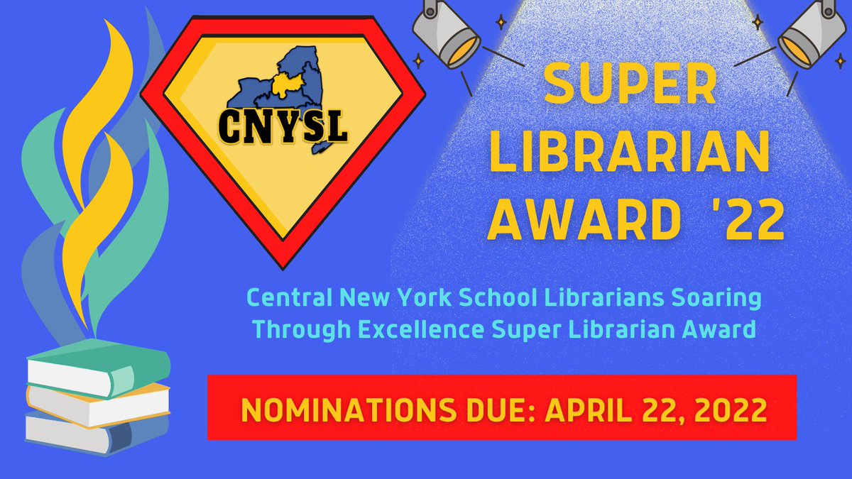 It's BACK!! CNYSL's Super Librarian Award has returned!! Nominate your favorite CNY school librarian for this honor. We have amazing School Librarians in CNY who are making awesome happen! bit.ly/3te4vvQ #tlchat Check out all our SuperLibrarians: bit.ly/3IhhXmL