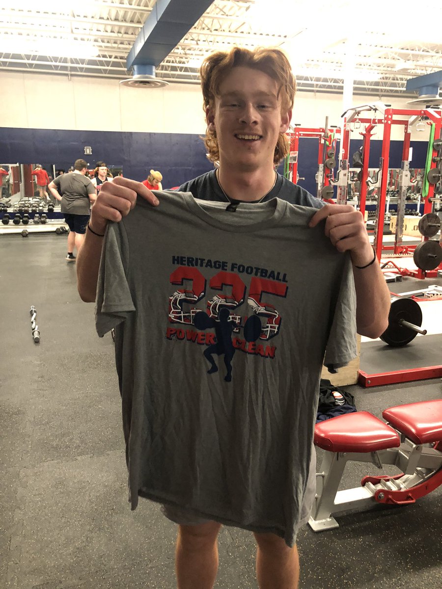 coachnolazy's tweet photo. Shout out to @TycenVandy for earning his #225clean shirt. This @Heritagefootbal stud is getting stronger and stronger. #thenest https://t.co/a1x1442KiP