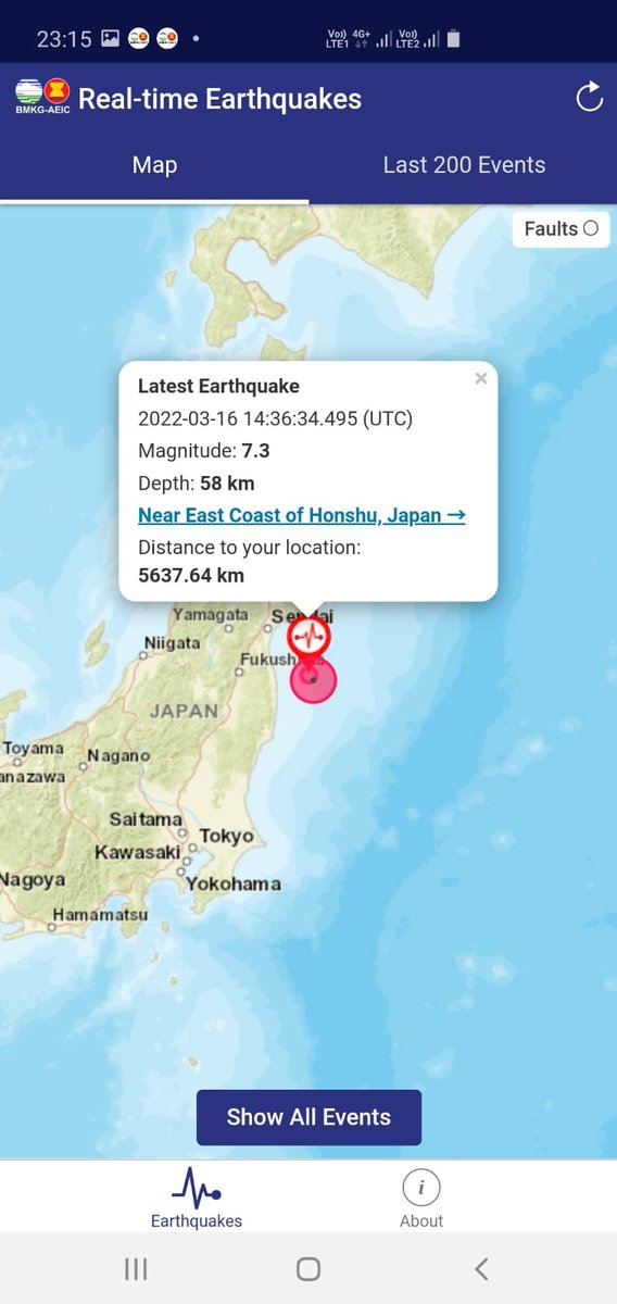 Info gempa BMKG: gempa magnitudo 7,3 kedalaman 58 km.