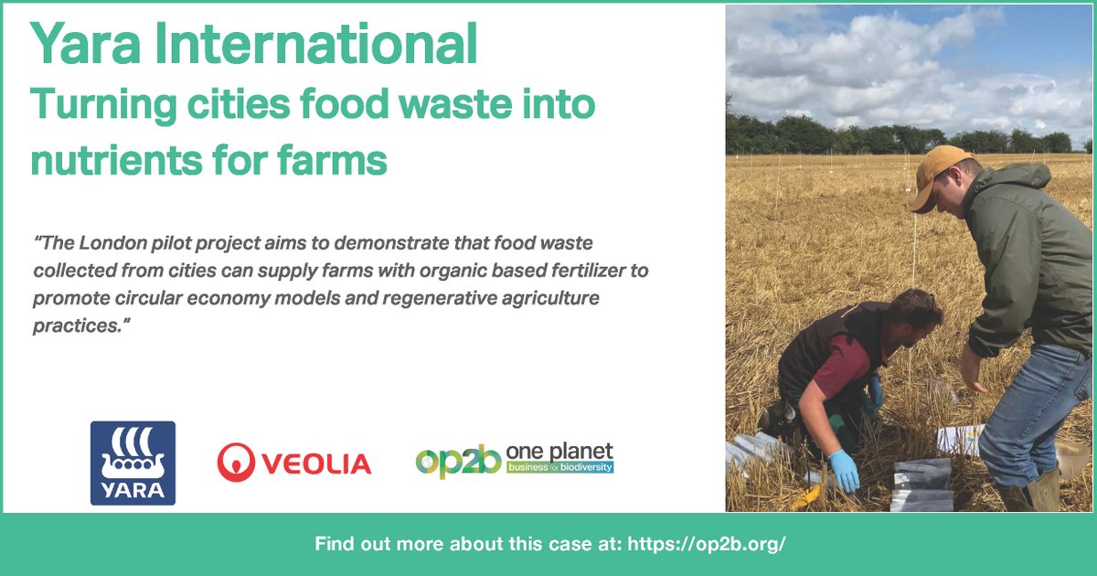 OP2B - One Planet Business for Biodiversity (@op2b_oneplanet) on Twitter photo 📣<a href="/OP2B_OnePlanet/">OP2B - One Planet Business for Biodiversity</a> is proud to share <a href="/yara/">Yara International</a> 's work on turning urban food waste into nutrients that farmers can use to grow crops🌿.
This innovative pilot project with <a href="/Veolia/">Veolia</a> shows how food waste collected from cities can supply farms w/ organic-based fertilizer. 📣<a href="/OP2B_OnePlanet/">OP2B - One Planet Business for Biodiversity</a> is proud to share <a href="/yara/">Yara International</a> 's work on turning urban food waste into nutrients that farmers can use to grow crops🌿.
This innovative pilot project with <a href="/Veolia/">Veolia</a> shows how food waste collected from cities can supply farms w/ organic-based fertilizer.