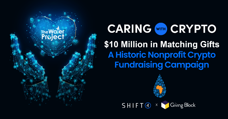 TheWaterProject's tweet photo. Help end the drinking water crisis 2x as fast today thanks to an amazing matching gift campaign through @TheGivingBlock and @Shift4 - #CaringWithCrypto 

All #crypto donations DOUBLED to provide safe water for a school or community in Africa!