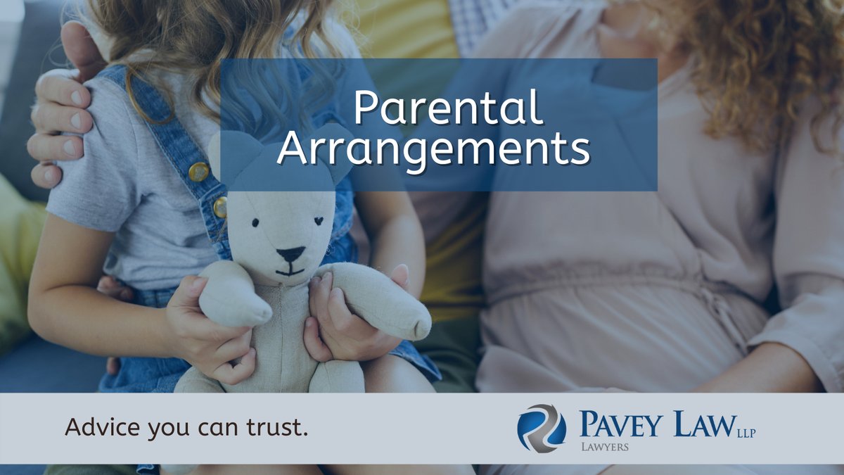 Parenting arrangements can set out things like:

- Where children will live
- How often they will spend time with each parent
- Who will be responsible for making major decisions about them

Contact us today to set up a consultation: 519.621.7260

#PaveyLaw #FamilyLaw