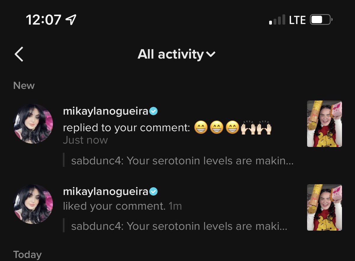 Sabdunc4's tweet photo. Two of my favorite content creators liked and replied to my comment. No I’m not fan girling, you are. #courtschaos #mikaylanogueira https://t.co/CBQGkhMJku