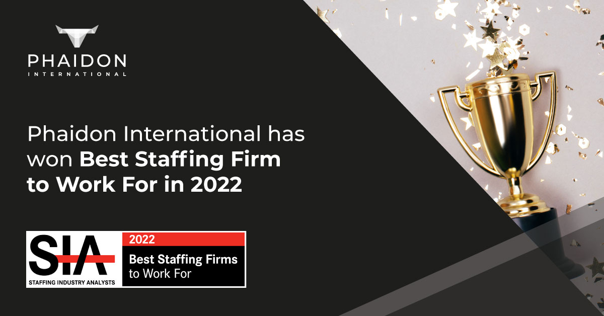 Did you know Phaidon International is one of the best staffing firms to work for? <a href="/SIAnalysts/">SIA Global</a> recognizes employers who engage their employees and create a workplace conducive for talent development, enjoyment, collaboration and productivity, so we're proud to have been featured!