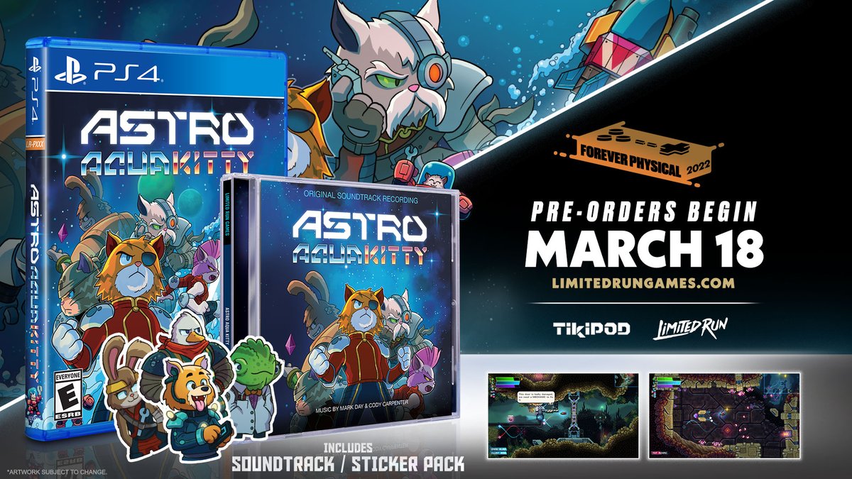 The Aqua Kitty cats have launched into space in an all-new shoot-em-up adventure!

Astro Aqua Kitty is getting the Limited Run treatment! Pre-orders for PS4 open Friday and are LIMITED to 1,500 copies. CD + Sticker Bundle available!

Learn more + Wishlist: bit.ly/3MSAtVZ