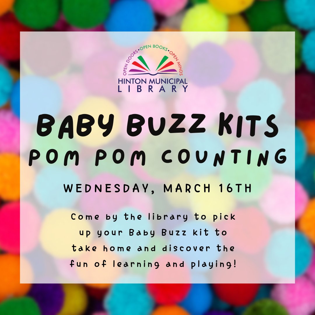 Make learning to count fun with this week's Baby Buzz kit! Available at the front desk while supplies last! 1️⃣2️⃣3️⃣