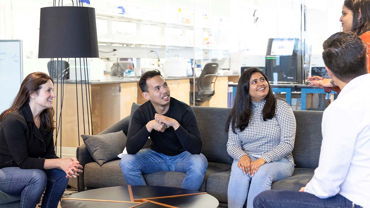 Five individuals brainstorm for the Illumina Accelerator.