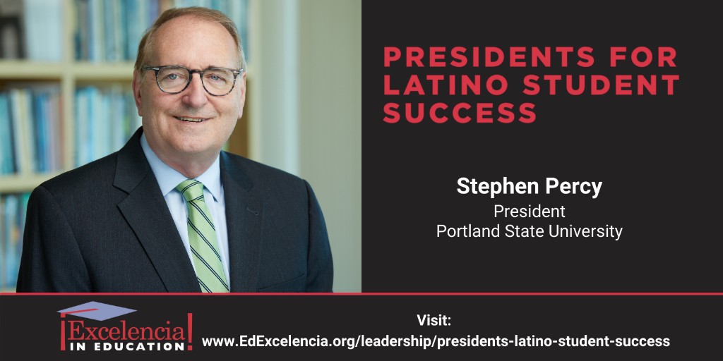 EdExcelencia's tweet photo. @EdExcelencia welcomes @Portland_State @PSUPresident Stephen Percy to #Presidents4Latinos, a network of college &amp; university leaders committed to making their institutions learning environments where Latino students thrive. #LatinoStudentSuccess

Visit: https://t.co/PJe1ZMwOFn https://t.co/vvNm81HzKO