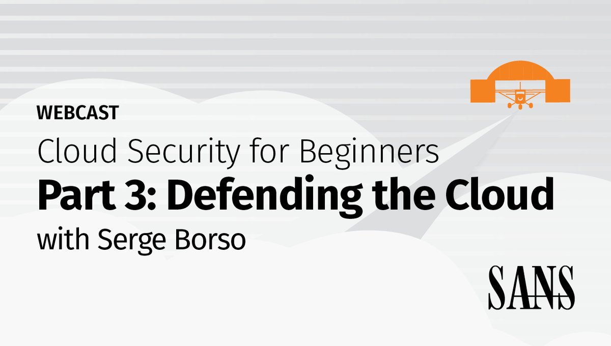 🗓️ MARK YOUR CALENDARS NOW 🗓️

Part 3 of #cloudsecurity for beginners with <a href="/SergeBorso/">Serge Borso</a> is coming up on Tues April 5th at 3:30 pm EDT. 

Register here: sans.org/u/1kzw
