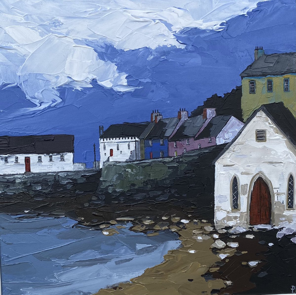 peteirgan1970's tweet photo. Fisherman’s Church - #tenby #aroundtenby #welshart #artwork #_art #pureartgallery #palletknifepainting #peterdmorgan https://t.co/6Vs057SqnT