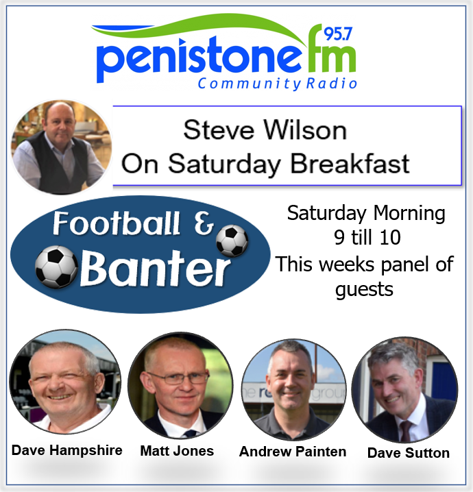 <a href="/pcfc1906/">Penistone Church FC</a> &amp; <a href="/Emley_AFC/">Emley AFC</a> in action this weekend in the <a href="/NCEL/">Macron NCEL</a> plus some big games for <a href="/htafc/">Huddersfield Town</a> <a href="/swfc/">Sheffield Wednesday</a> <a href="/OfficialRUFC/">Rotherham Miller</a> &amp; the BIG SOUTH YORKSHIRE DERBY <a href="/SheffieldUnited/">Sheffield United</a> Vs <a href="/BarnsleyFC/">Barnsley FC</a> we'll review them all on <a href="/PenistoneFM/">PenFM</a> Football &amp; Banter from 9am Saturday. Listen on your Smart Speaker