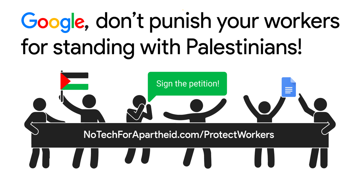 Yesterday @latimes reported that @Google is punishing a worker who doesn't want her labor to power Israeli apartheid & violence against Palestinians. Let's show up in support of her & all workers defending their right to protest unethical contracts Sign: NoTechForApartheid.com/ProtectWorkers