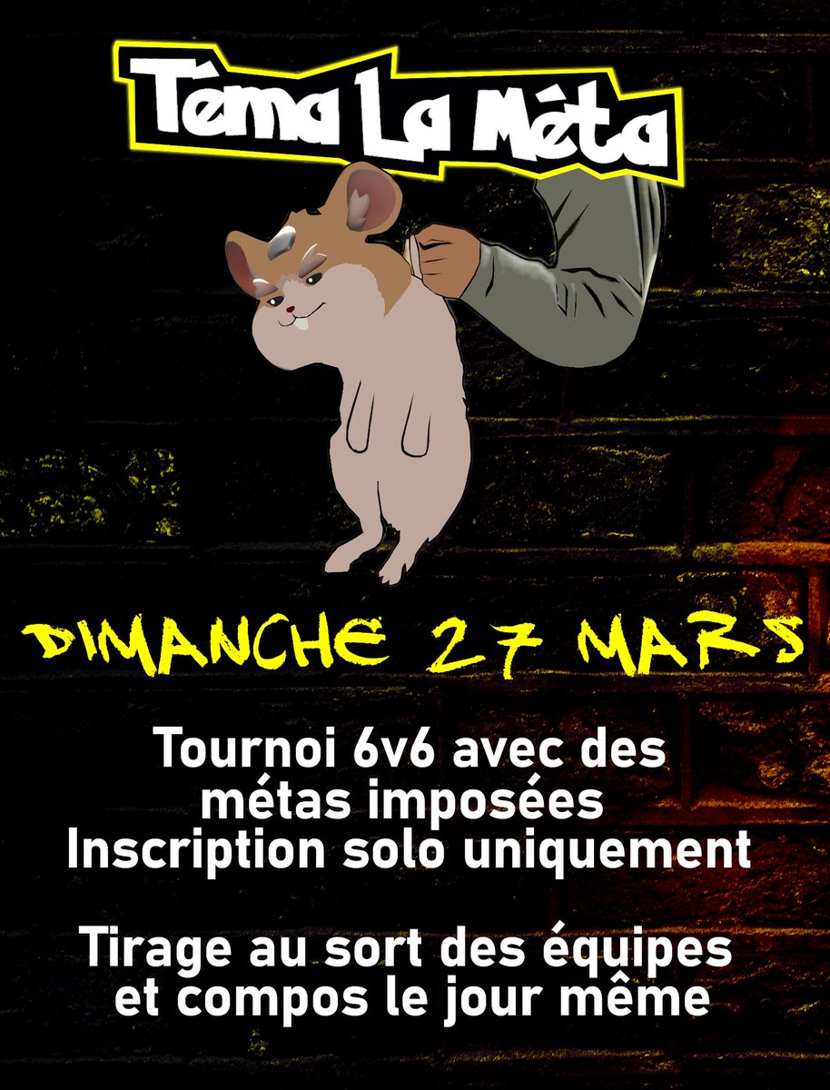 Le dimanche 27 Mars on vous propose un Tournoi Overwatch : TémaLaMéta ! 🔥

Organisé par Supersaucise et Shenzo le tournoi consiste à jouer des maps avec MÉTAS IMPOSÉES !👊

#Mining ⛏️