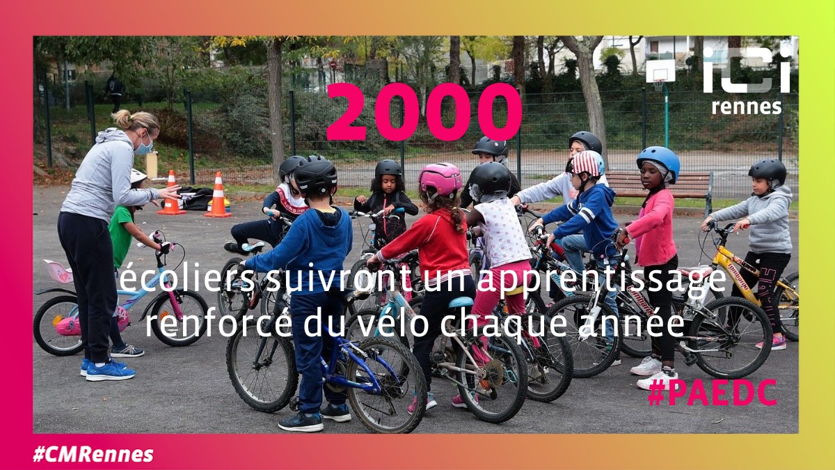 metropolerennes's tweet photo. Ce 2e #PAEDC de #Rennes met l'accent sur la mobilisation des #Rennais et en particulier des #enfants en les sensibilisant à des pratiques sobres: apprentissage renforcé du #vélo, lutte contre le #gaspillagealimentaire, etc.
#CMRennes #AlimentationDurable #mobilité https://t.co/MAQRhCj0J8