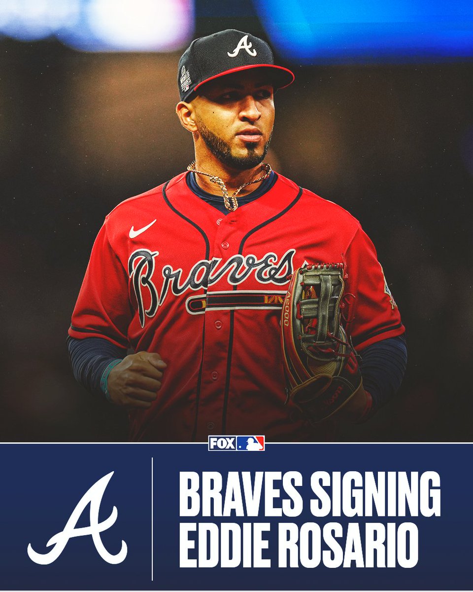 MLBONFOX's tweet photo. The Braves announced signing Eddie Rosario to a 2-year, $18M contract with a club option in 2024. https://t.co/iDoExAdw0H