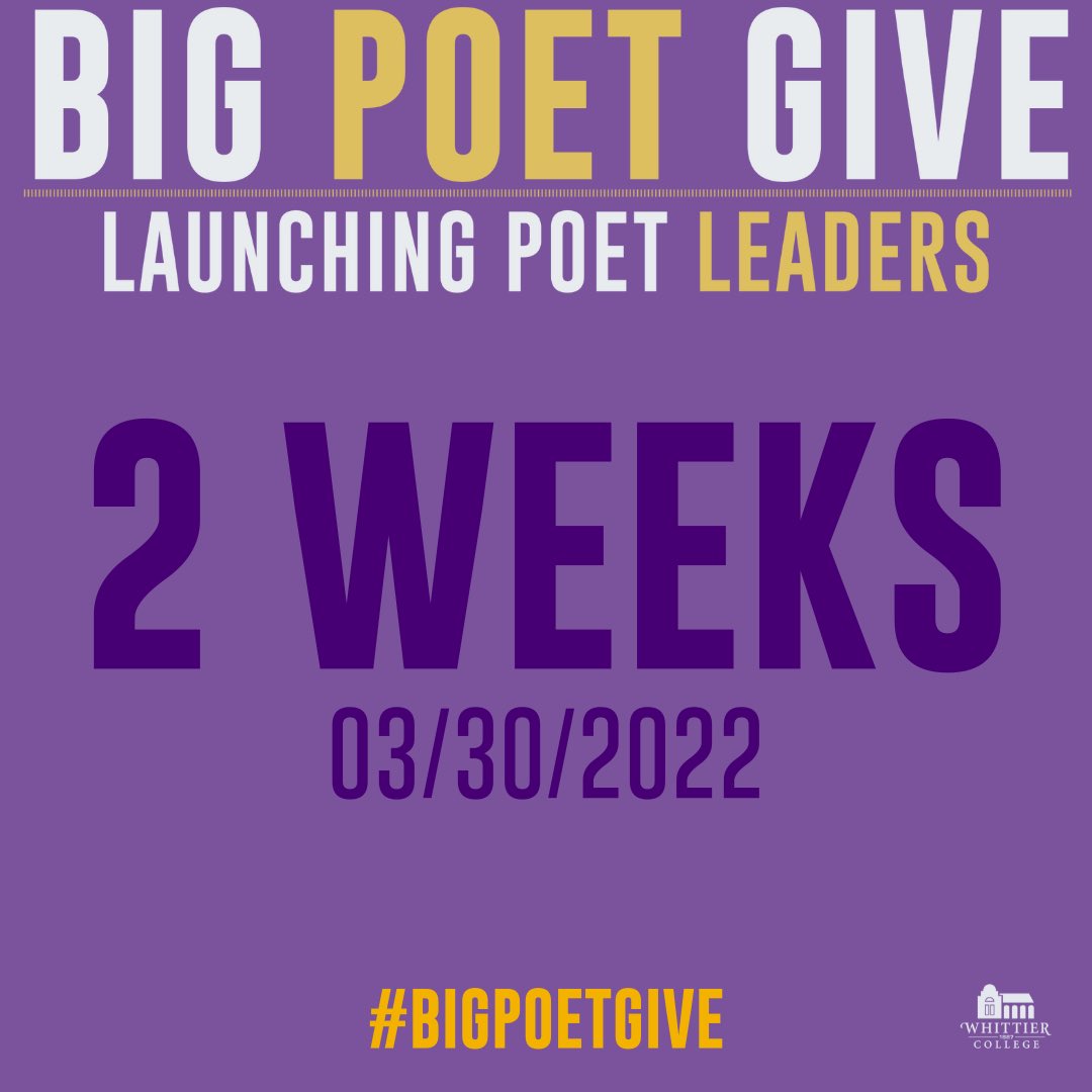 wardmanlibrary's tweet photo. We are 2 weeks away from #BigPoetGive @WhittierCollege.  

Please consider the Library in your giving: https://t.co/MXcSdrth57 https://t.co/9Bwqvg1VH1