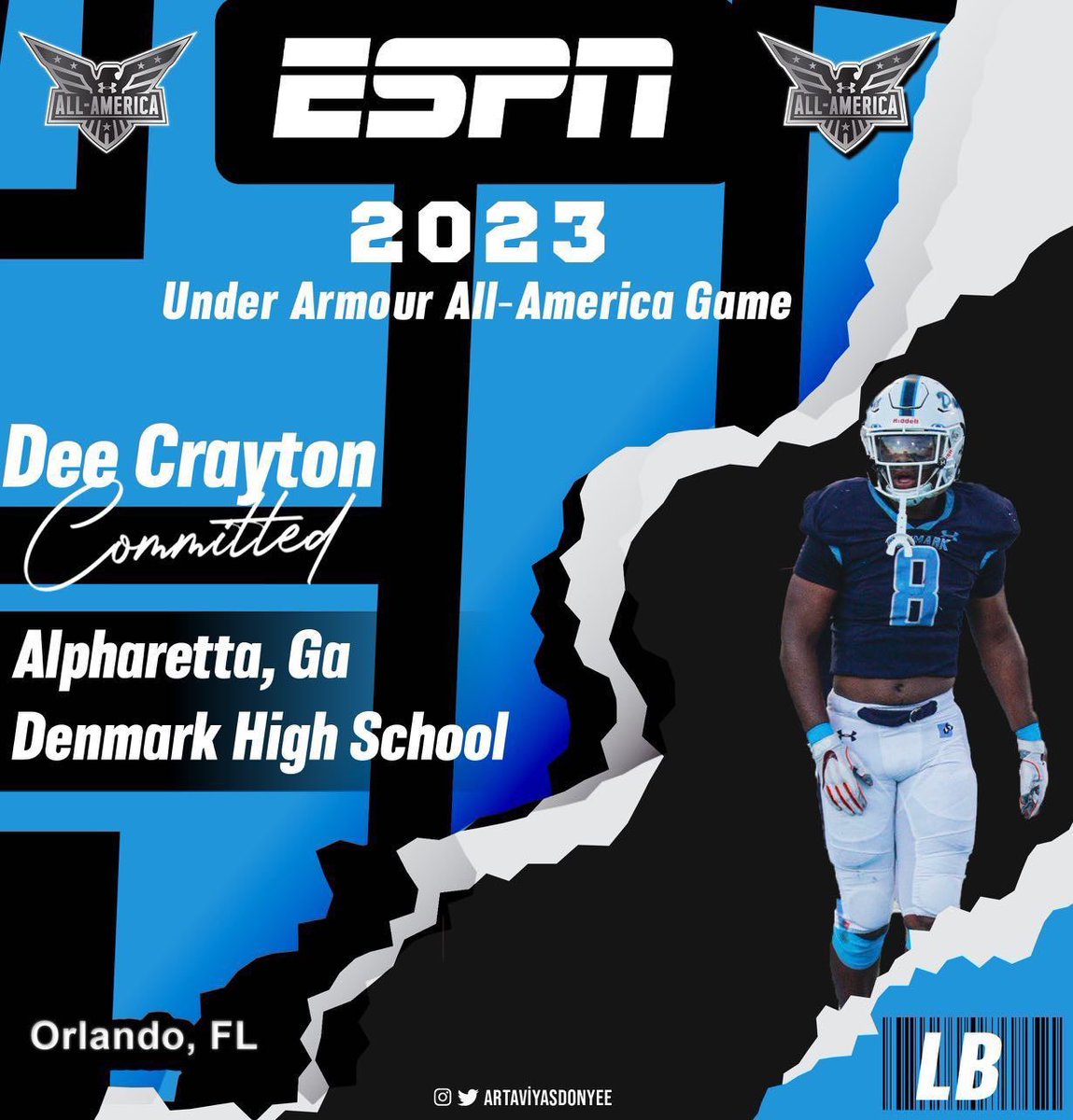 Commited‼️Let’s run it back🏝  <a href="/UANextFootball/">All-America Game</a> <a href="/DemetricDWarren/">Demetric D. Warren</a>