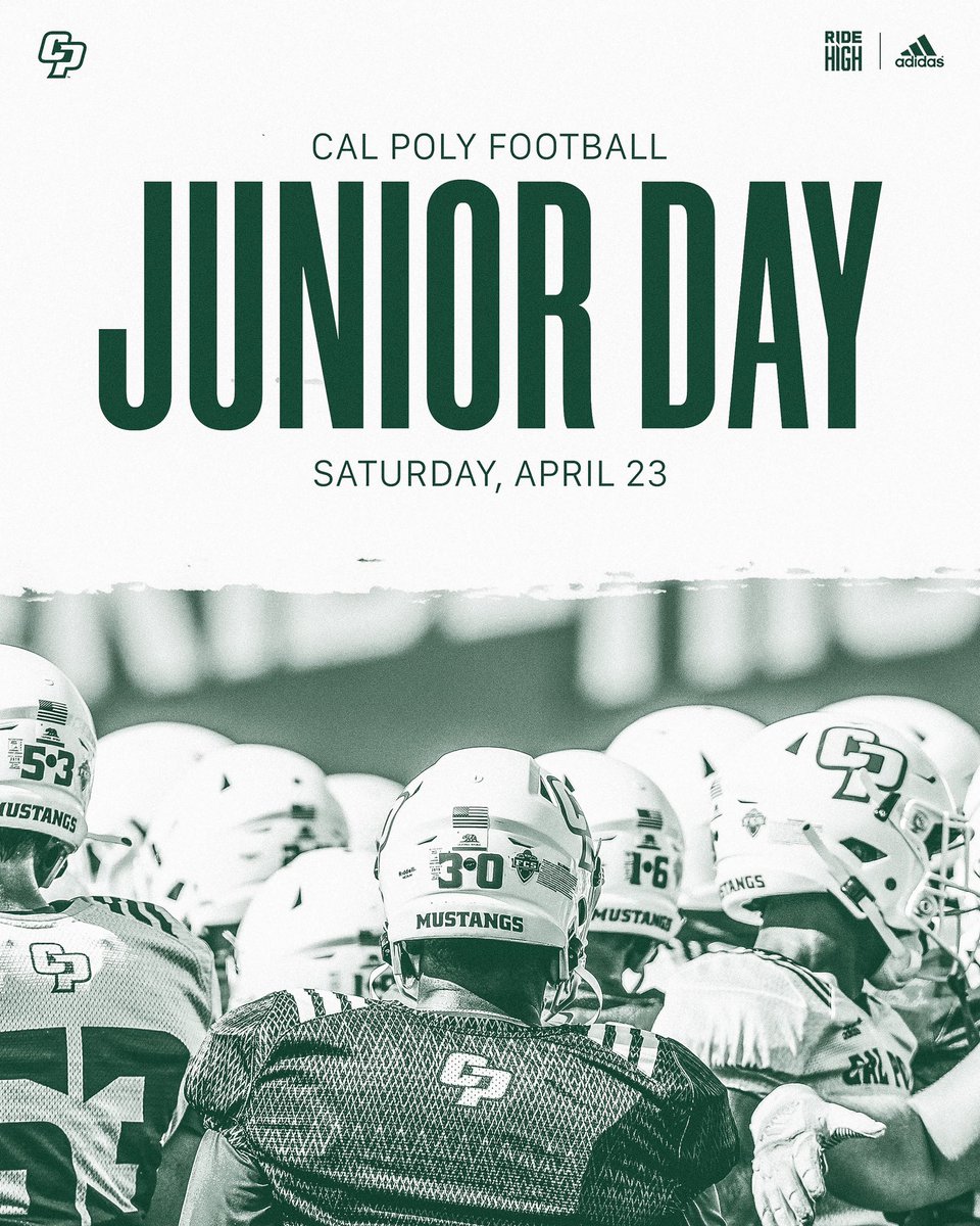 C/O 2023 is welcome out to Cal Poly Football’s junior day on April 23! 

#RideHigh | #TheClimb