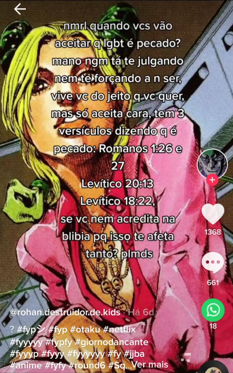 jojofagsburros's tweet photo. a ironia por trás de ser fã de um anime que é praticamente uma alegoria queer e ser lgbtfóbico https://t.co/p3X5JasGsZ