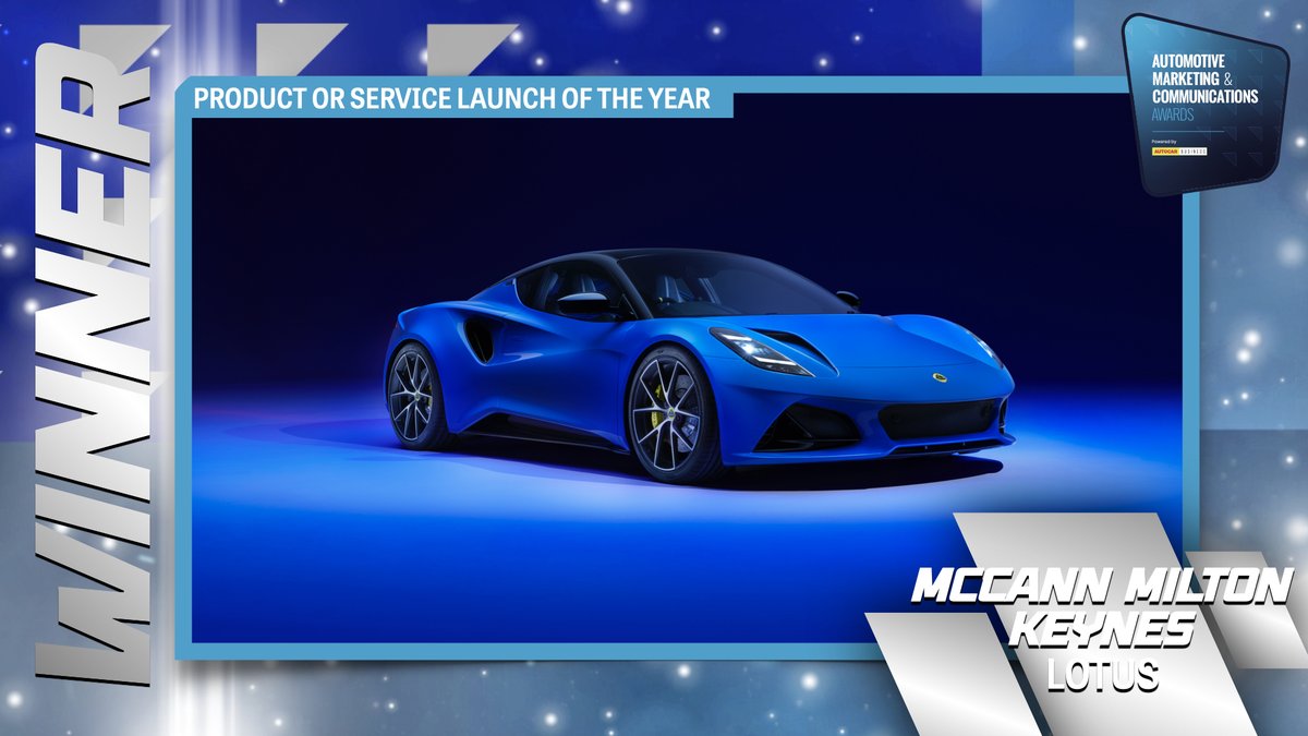 AutocarBusiness's tweet photo. The Automotive Marketing & Communications Awards winner for Product or Service Launch of the Year is McCann Milton Keynes and Lotus. Congratulations! #AutoMarComms @McCann_UK @lotuscars https://t.co/kDmoELynzx
