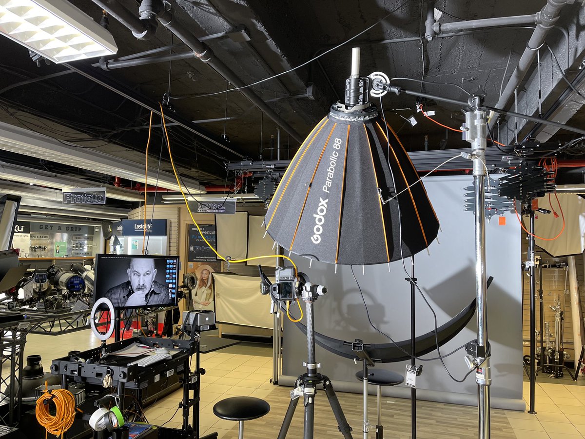 BHPhotoDaily's tweet photo. Now on display in the #BHSuperStore: head to the Lighting Department demo area where we have the Godox Parabolic Reflector. Stop by and test it out! https://t.co/KvwT6i8pZi