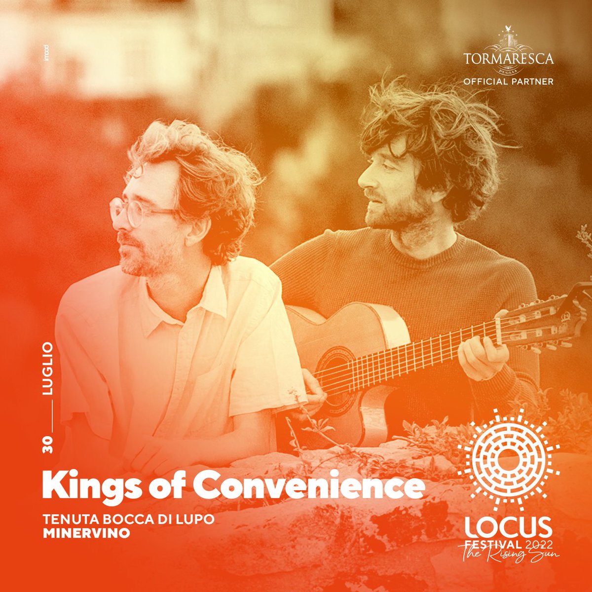 Kings of Convenience al Locus festival 2022! Erlend Øye ed Eirik Glambæk Bøe tornano al Locus festival il 30 luglio, per esibirsi nella bellissima tenuta Bocca di Lupo, casa dei Vini Tormaresca nelle campagne di Minervino Murge.
Biglietti bit.ly/koclocus-ticke…