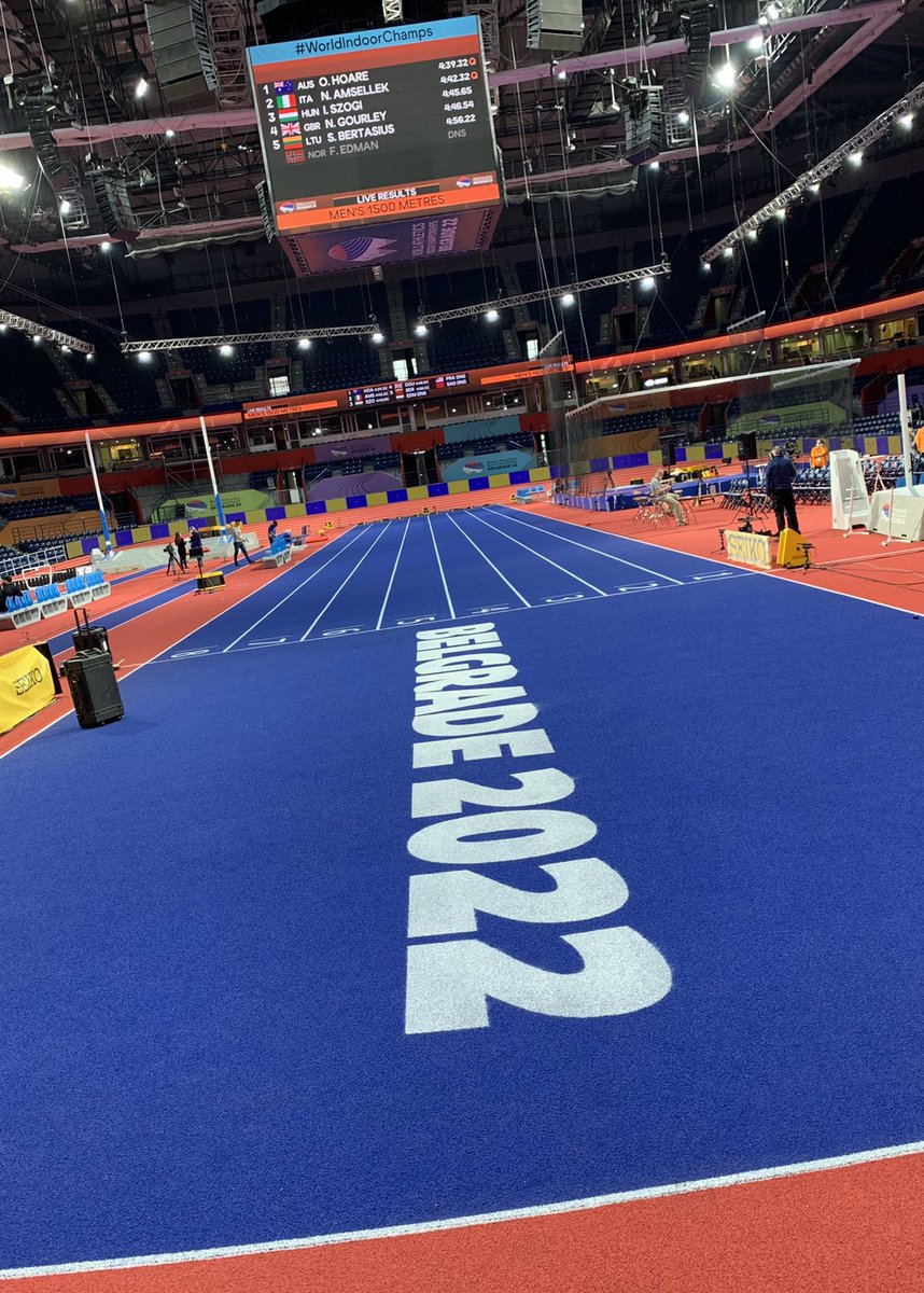 NowRhonaMcleod's tweet photo. Can’t wait to get started at #WorldIndoorChamps #Belgrade with @WorldAthletics top broadcast team @hannengland @TimHutchings1 @JennyMeadows800 @WightmanGeoff @AledDavies2012 @robwalkertv https://t.co/6GKfsD7rbO