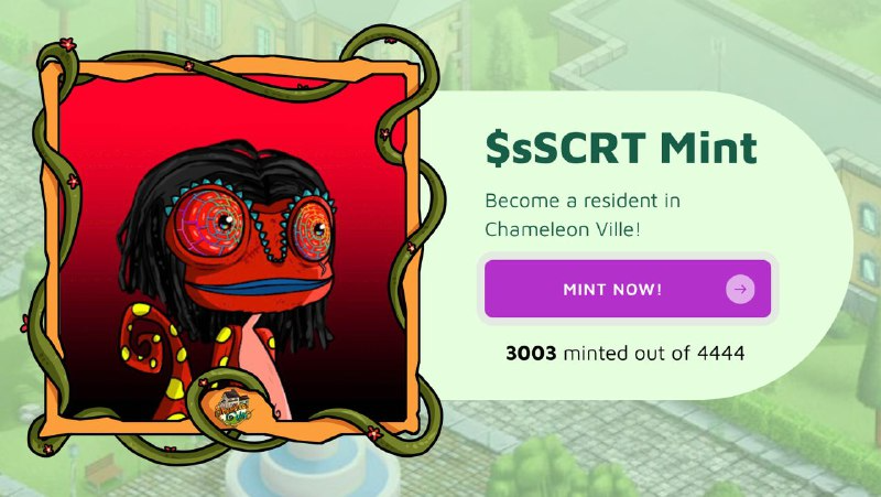 ChameleonVille's tweet photo. We're over 3000 now! 🦎💚
Last 1444 beautiful chameleons to be minted! 🚀

👉Mint: https://t.co/kiIb6dVDnX

🎁 We are giving away a total of 25 $sSCRT to 5 followers who:

✔️ Like, RT and Tag 3 Friends

$LUNA $ATOM $OSMO $JUNO #Cosmos #SecretNFTs https://t.co/u2OaQDZyVW