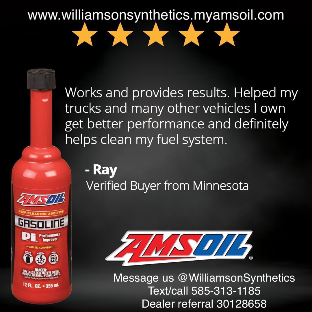 I can personally attest to this! It’s made a difference in our Ram with a hemi. We stock it & have online shopping! 
Message us - text/call - shop us online 

williamsonsynthetics.myamsoil.com

#amsoil #amsoilpi #fueltreatment #fuelinjectioncleaner #gasengine #chevy #ford #dodge #ram #hemi