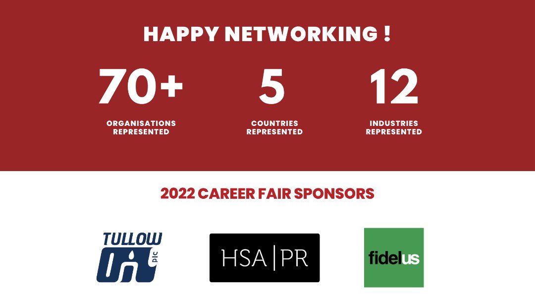 AshesiCareerCtr's tweet photo. It’s the 2022 Virtual Ashesi Career Fair! At this year’s fair, over 70 companies from across multiple industries will engage with students, alumni and other members of our community!
Here’s to lasting partnerships. @fidelustech @TullowOilplc #HSAPR
#AshesiCareerFair2022 https://t.co/p99M7fytjT