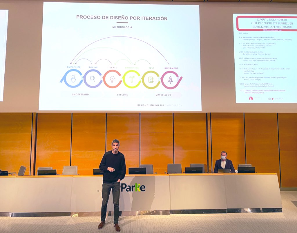 Última ponencia a cargo de Jon Parro (<a href="/jonparro/">Jon Parro</a>) de <a href="/SaltoSystems/">SALTO Systems</a>: “Diseño e innovación en un entorno altamente tecnológico”. #ux #uxdesign #gipuzkoaTIC
