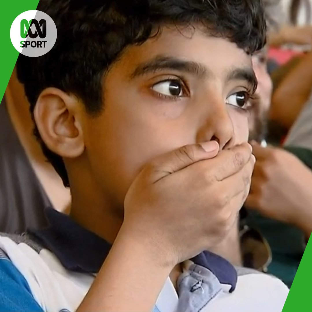abcsport's tweet photo. Australian cricket fans realising that they can't go to bed! The 🐐 has just taken two wickets with two balls!

The Aussies need 4 wickets to win!

(📷 Courtesy Fox Cricket)

📝 Follow our live blog here: https://t.co/mgOMDGkYen https://t.co/3qmMQU04Yu
