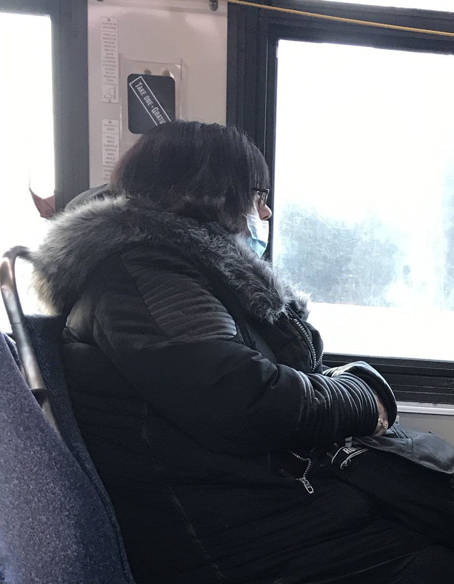 WhinyBusRider's tweet photo. Over the past two years I’ve asked this woman countless times to wear her mask properly. I give up. https://t.co/JYN5ZOS8Qe