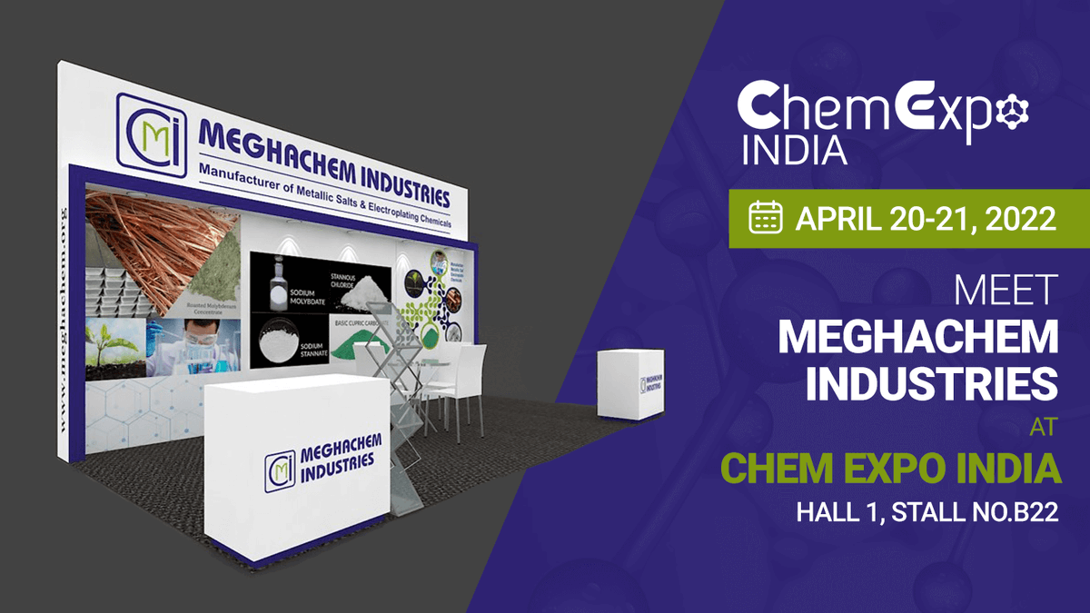 TheHardikP's tweet photo. @ChemExpoIndia #MeghachemIndustries We are exhibiting at #Chemexpo2022 Our Stall No.B22. Do Visit Us for #Copperchemicals #TinChemicals #Molybdatechemicals https://t.co/EbDlJN32Yt
