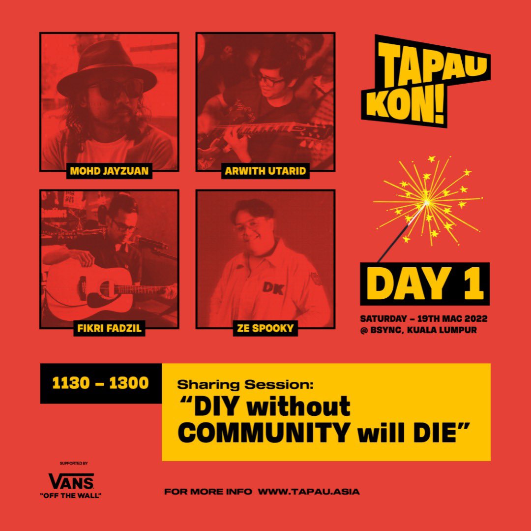 ZeSpoooky's tweet photo. Yehu! I’ll be moderating a sharing session at Tapau Kon! this Saturday with @bayangan2u @arwithutarid and @mohdjayzuan.

If you’re a musician/creative yang baru nak start, session ni memang perfect utk u guys @TAPAUtv 

Q&amp;A pun ada! Beli tix kat sini: https://t.co/CAofU7EbKR https://t.co/vHkttgw7r4