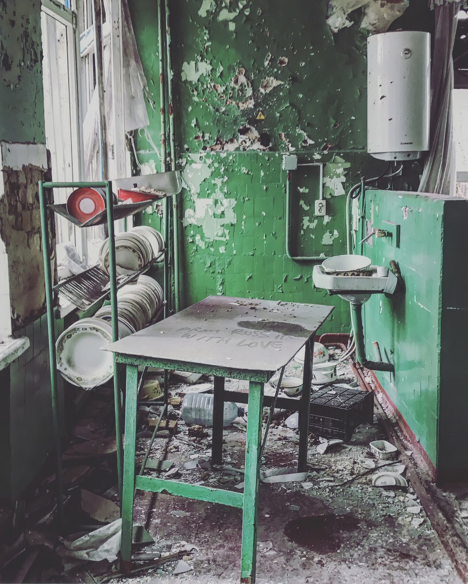 BECKERHARRISON4's tweet photo. From Russia with Love. 

Destroyed school staff room on the outskirts of Mariupol https://t.co/jRAKGbtEQA