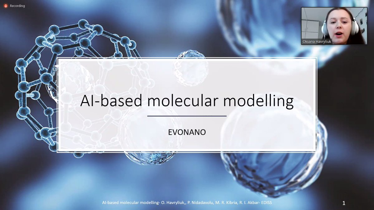 Oksana Havryliuk giving an overview of the AI-based molecular modelling in the evonano project #evonano22 #computationtoclinic