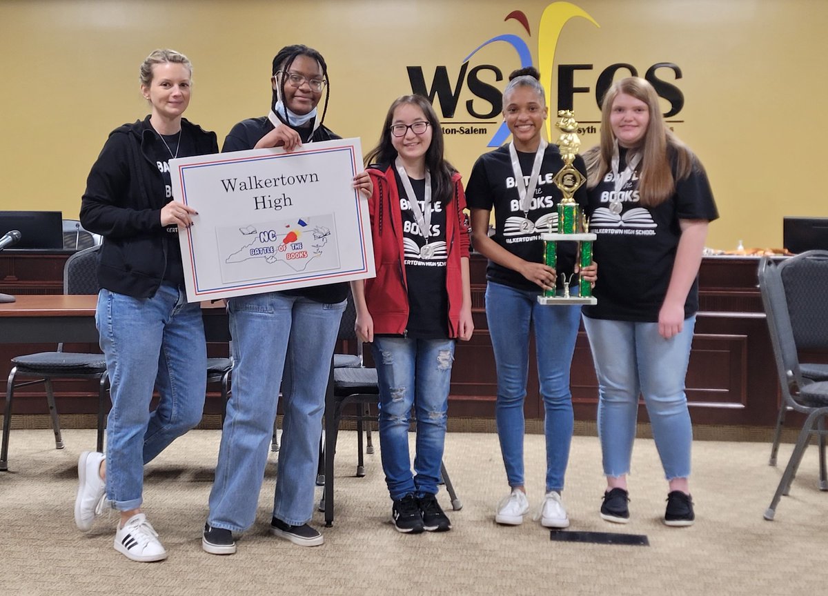 wsfcs's tweet photo. Congratulations to the winners of the WS/FCS High School Battle of the Books.  Mt. Tabor, Walkertown &amp; RJ Reynolds.  We are proud of you and all of the schools that competed in the day long event.

#wsfcs
@Tabor_City @taborweiss @WalkertownHigh
 @RjrHigh  #BattleoftheBooks https://t.co/JQdmMiaQJ7