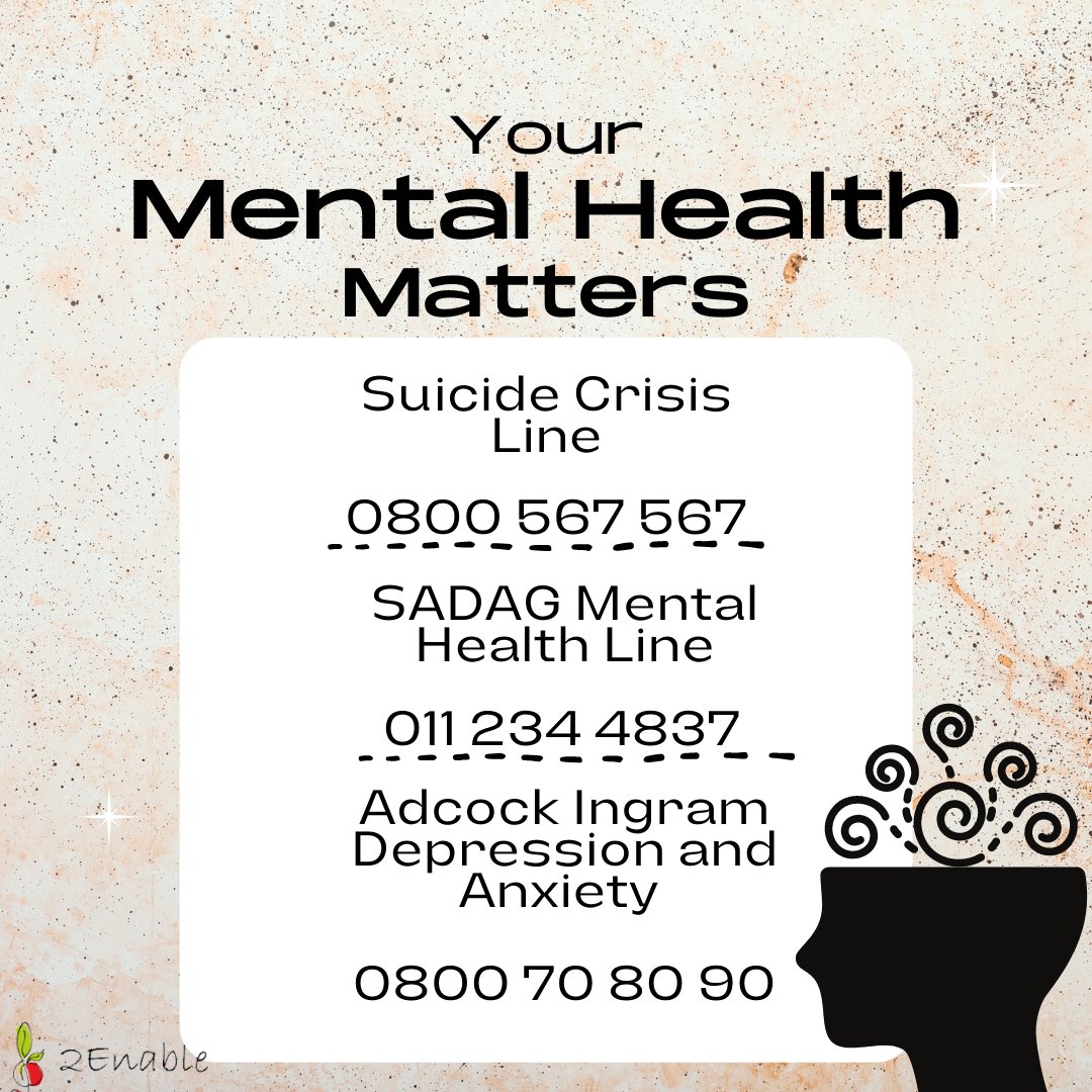 2EnableOrg's tweet photo. Your mental health matters to us.
@TheSADAG
#Mentalhealth #education #DBEsupport https://t.co/Oki3UWijwP