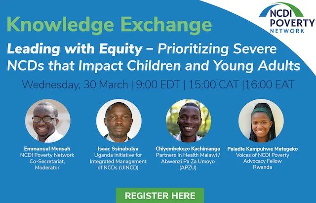 NCDIpoverty's tweet photo. Join us on 30 March for the next NCDI Poverty Network Knowledge Exchange with a focus on prioritizing NCDs that impact children and young adults https://t.co/VLxWTXLmU0 https://t.co/mrjeeA0c2D