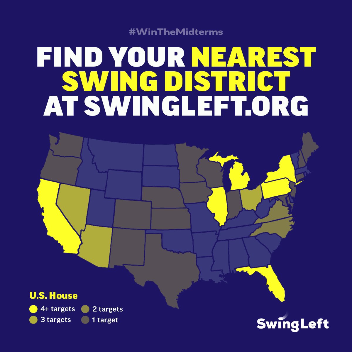 swingleft's tweet photo. Today we launched https://t.co/7MRJVWx62x to quickly find your nearest Swing District—chances are, there's a critical Swing District near you! In just a click, you can find exactly where and how to take action in this year's most competitive midterm races. #WinTheMidterms https://t.co/GxTsjT49Xo