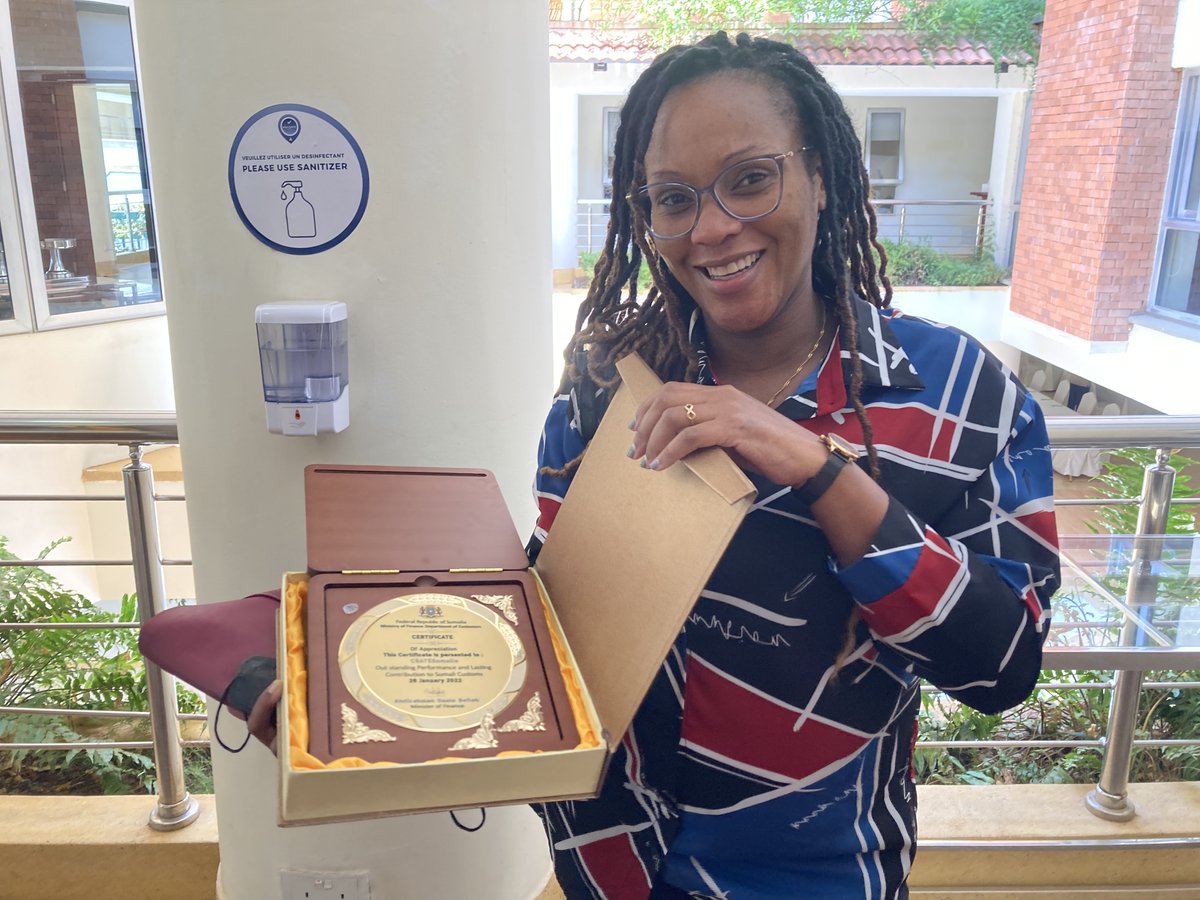 As we approach the conclusion phase of CRATES, our <a href="/Cowater_Intl/">Cowater International</a> Project Director <a href="/MwendeM/">MwendeM</a> was pleased to take possession of the wonderful recognition award given to CRATES by the <a href="/MoF_Somalia/">Ministry of Finance</a> in January! A very special award indeed, thank you <a href="/somalicustoms/">Somali Customs الجمارك الصومالية</a> !